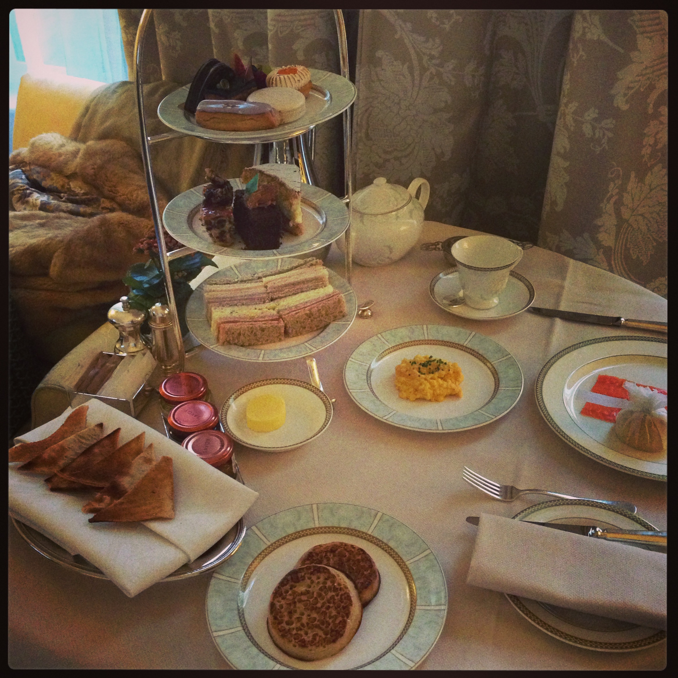 afternoon tea in my room at savoy,lodon.